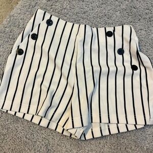 Like an Angel Black and White Striped High Waist Shorts